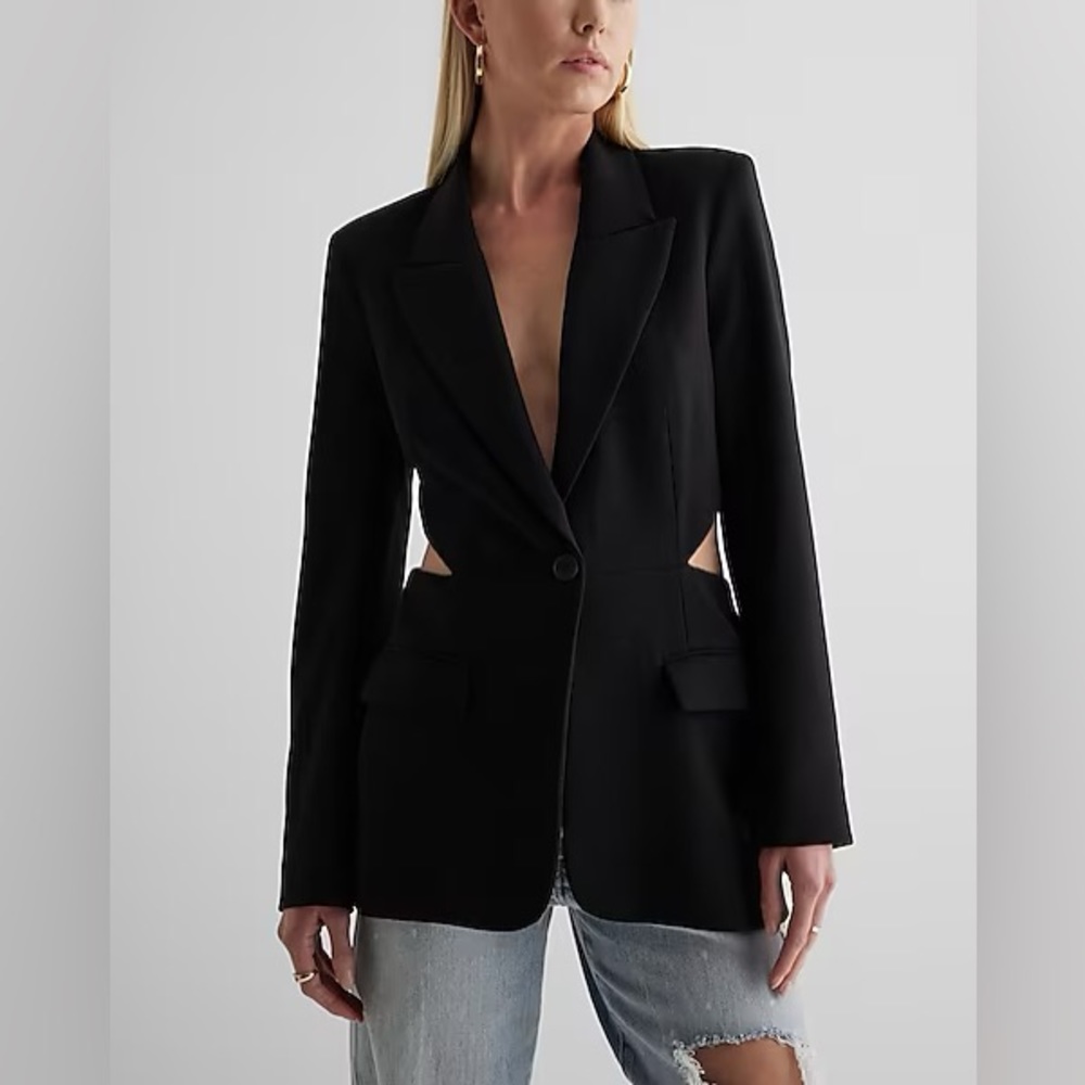 Express One button waist cutout blazer